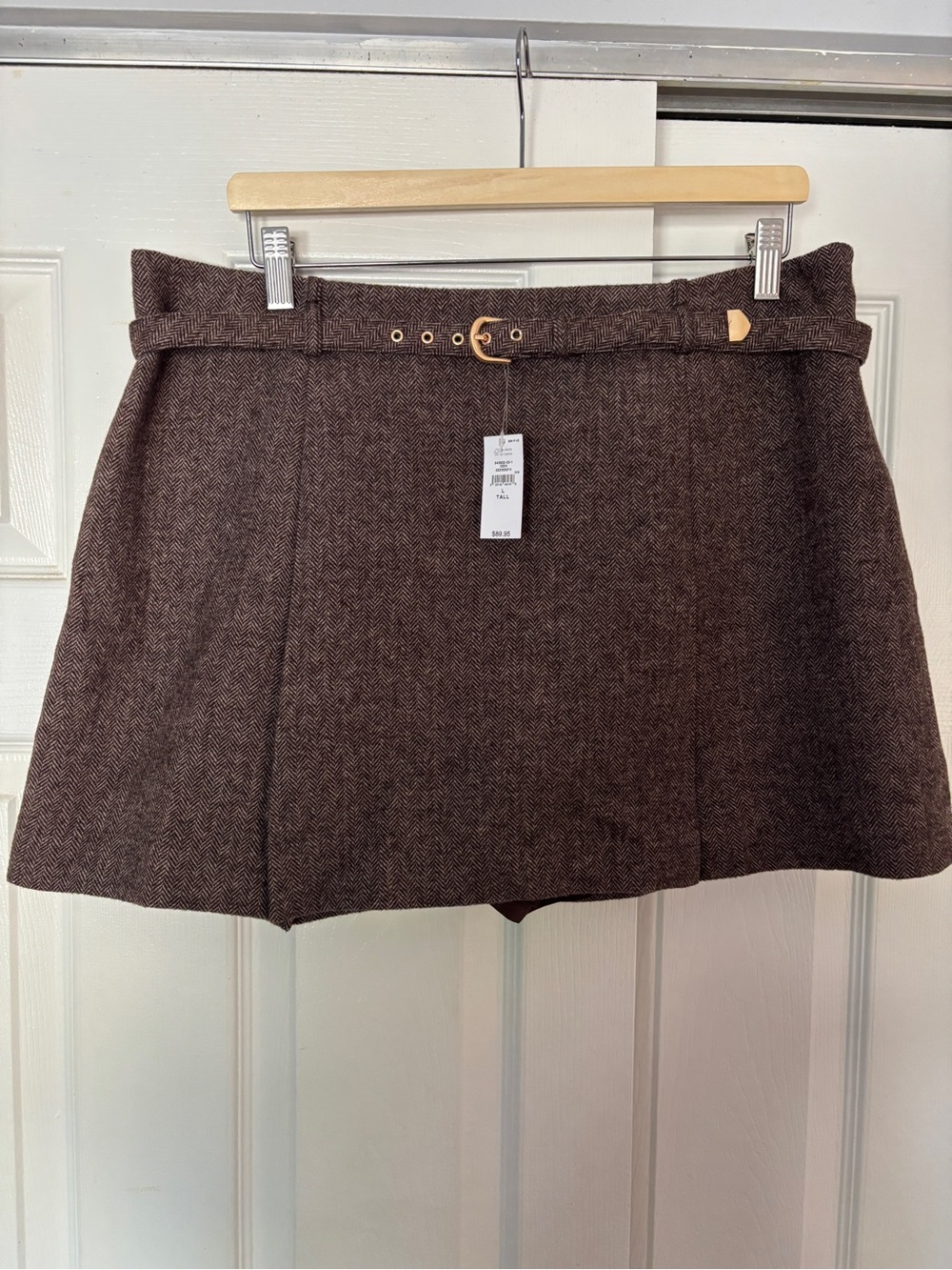 GAP Wool-Blend Brown Mini Skirt with Belt